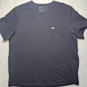 FIGS Technical Collection Scrub Top XXL Gray V-Neck Medical Nurse Doctor Uniform
